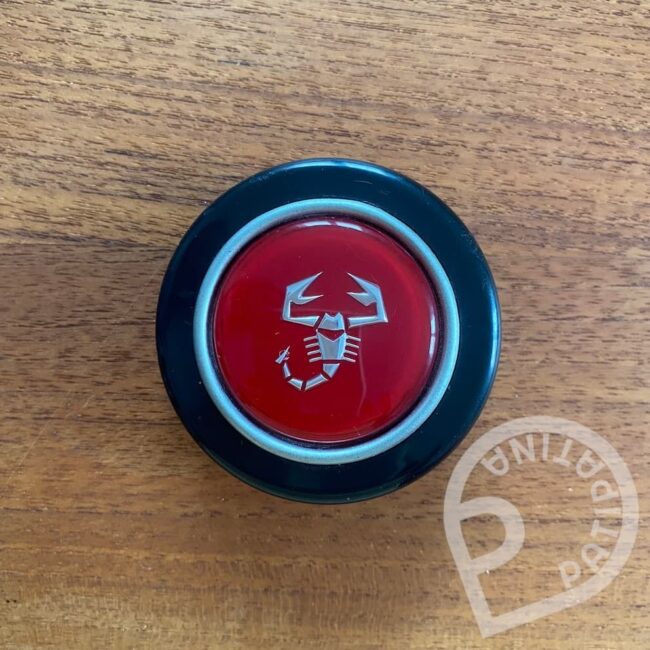Abarth horn button - red early chrome ring